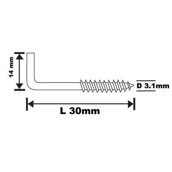 Pack 10 alcayatas roscadas escarpias blancas diall 30 x 14 mm