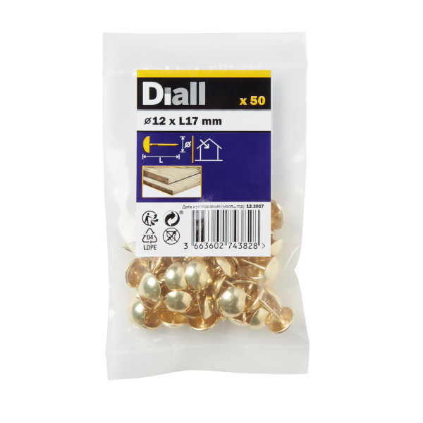 Clavo tapicero latón 12 mm diall 50 uds