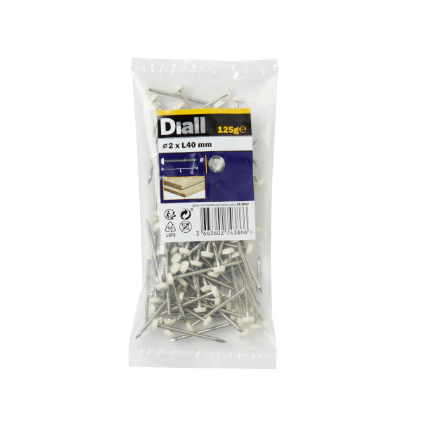 Clavo cabeza de nylon 2x40 mm diall 125 g