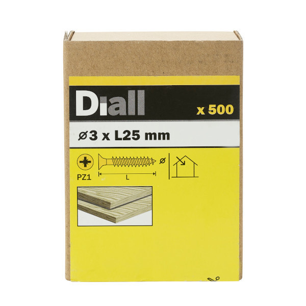 500 Tornillos para madera PZ 3x25 mm Diall
