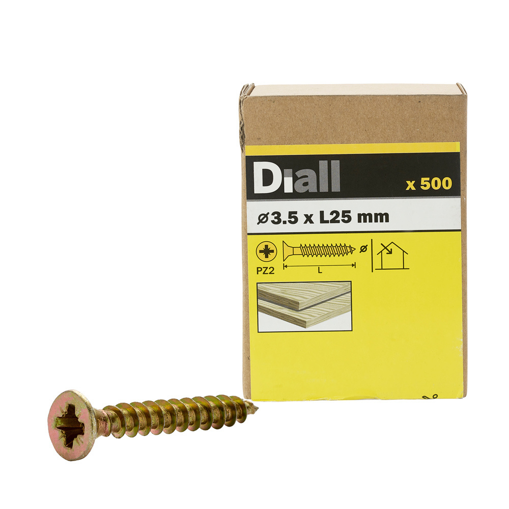500 Tornillos para madera PZ 3,5x25 mm Diall