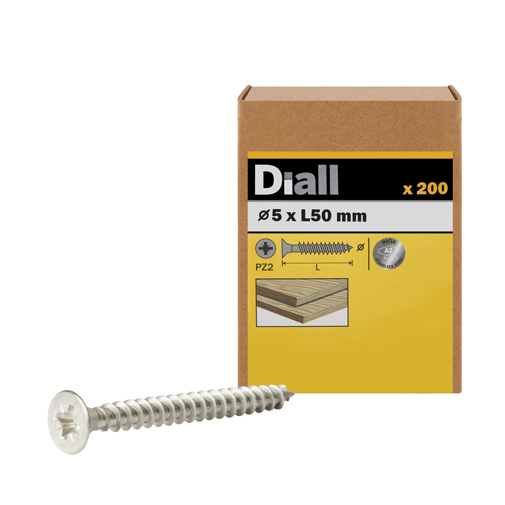200 TORNILLOS PARA MADERA INOX PZ 5x50 MM DIALL