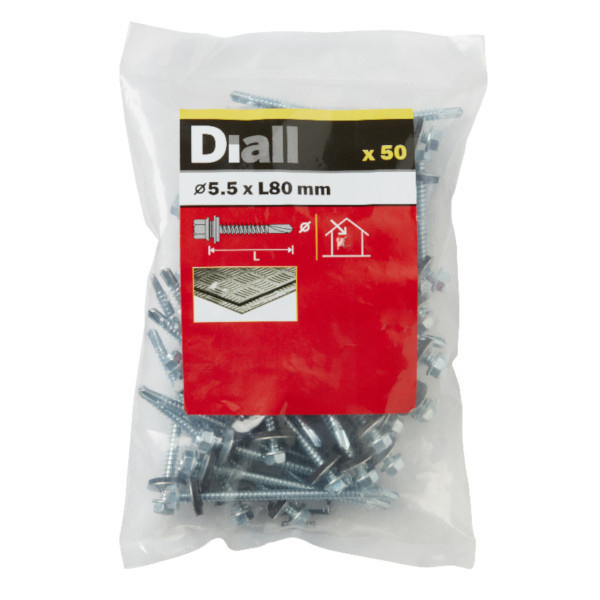 50 Tornillos para techos de acero 5,5x80 mm
