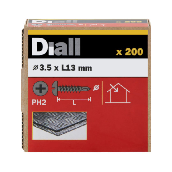 200 Tornillos autoperforantes de acero 3,5x13 mm Diall