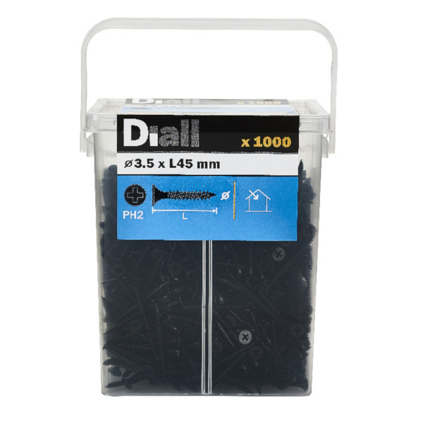 Tornillo para yeso acero negro 3,5x45 mm 1000 uds