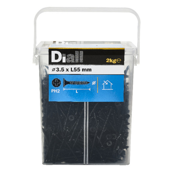 Tornillo para yeso acero negro 3,5x55 mm 2 kg Diall