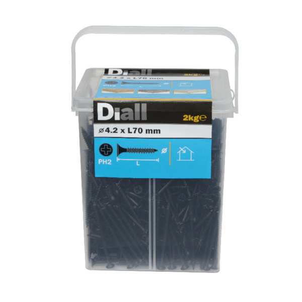 Tornillo para yeso acero negro 4,8x70 mm 2 kg Diall