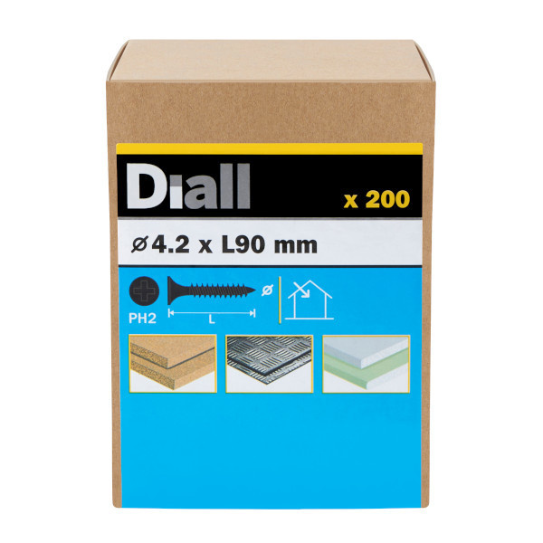 Tornillo para yeso PH2 4,2x90 mm Diall 200 uds