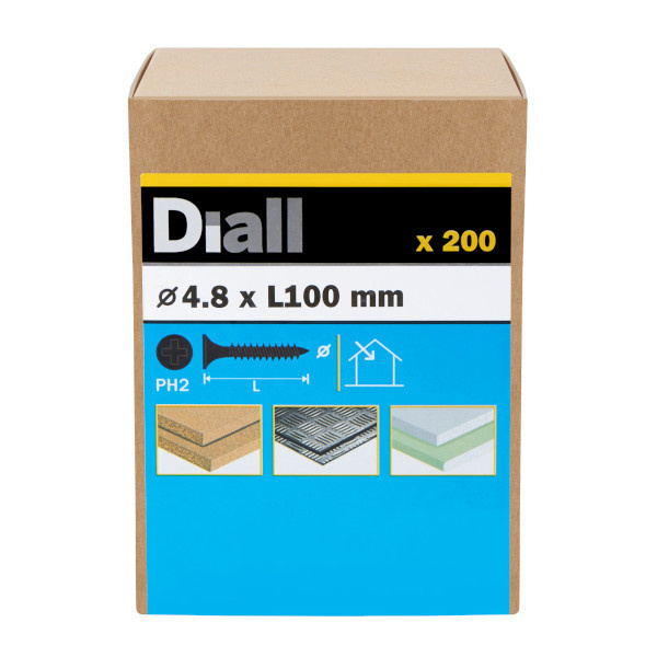 Tornillo para yeso PH2 4,8x100 mm Diall 200 uds