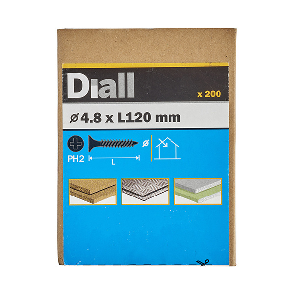 Tornillo para yeso PH2 4,8x120 mm Diall 200 uds