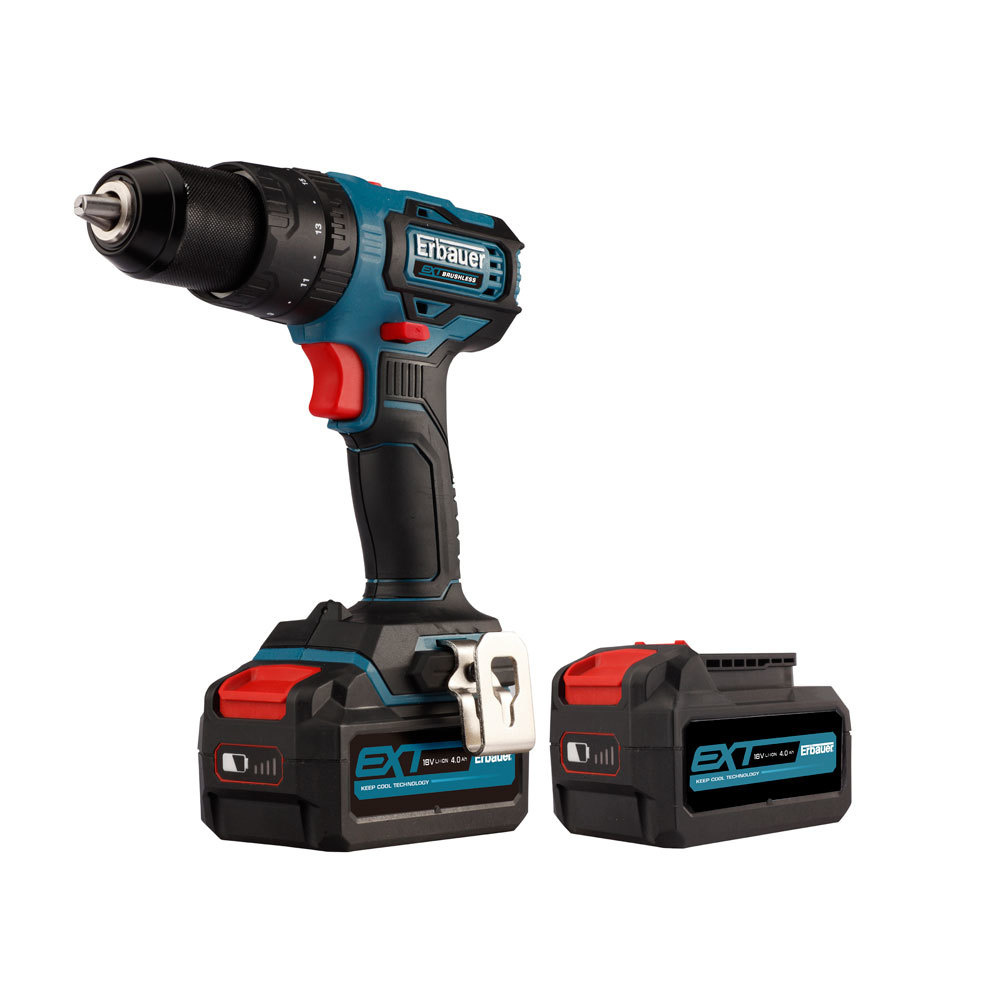 Taladro percutor 18V brushless 2 baterías 4Ah Erbauer