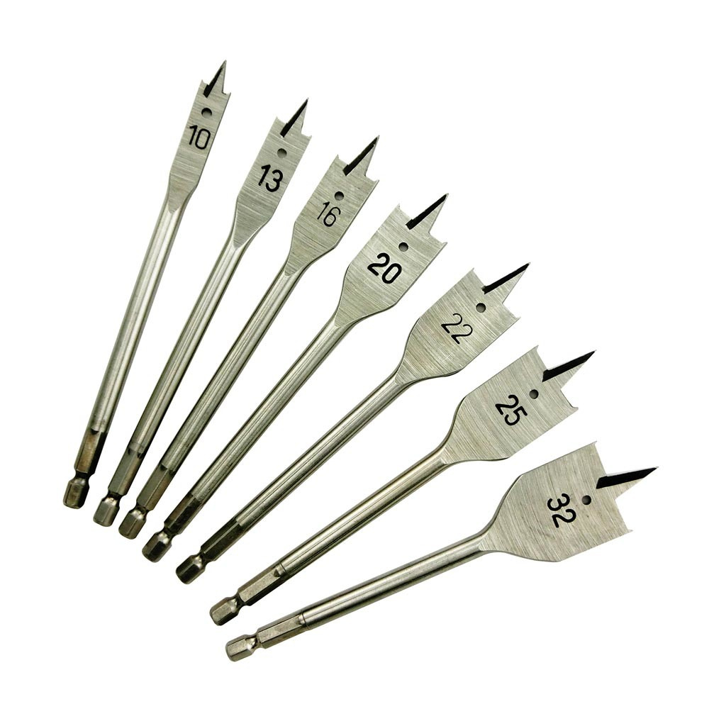Juego 7 brocas planas para madera Universal Fit