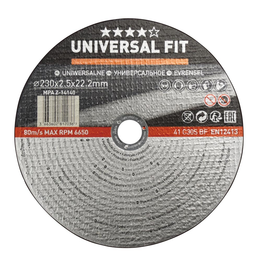 Disco de corte piedra 230 x 2,5 mm universal fit