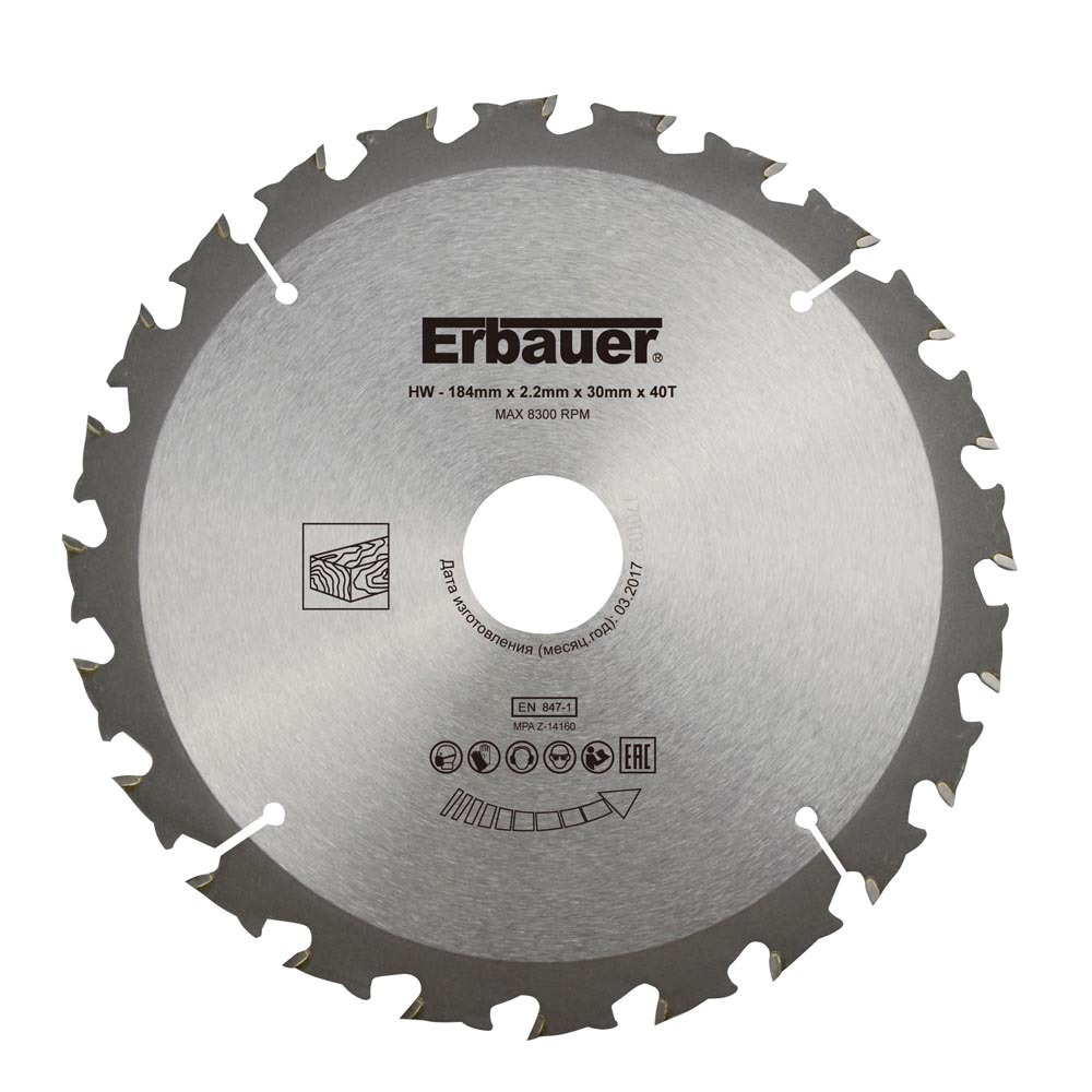 Hoja circular ø 184 mm corte medio erbauer