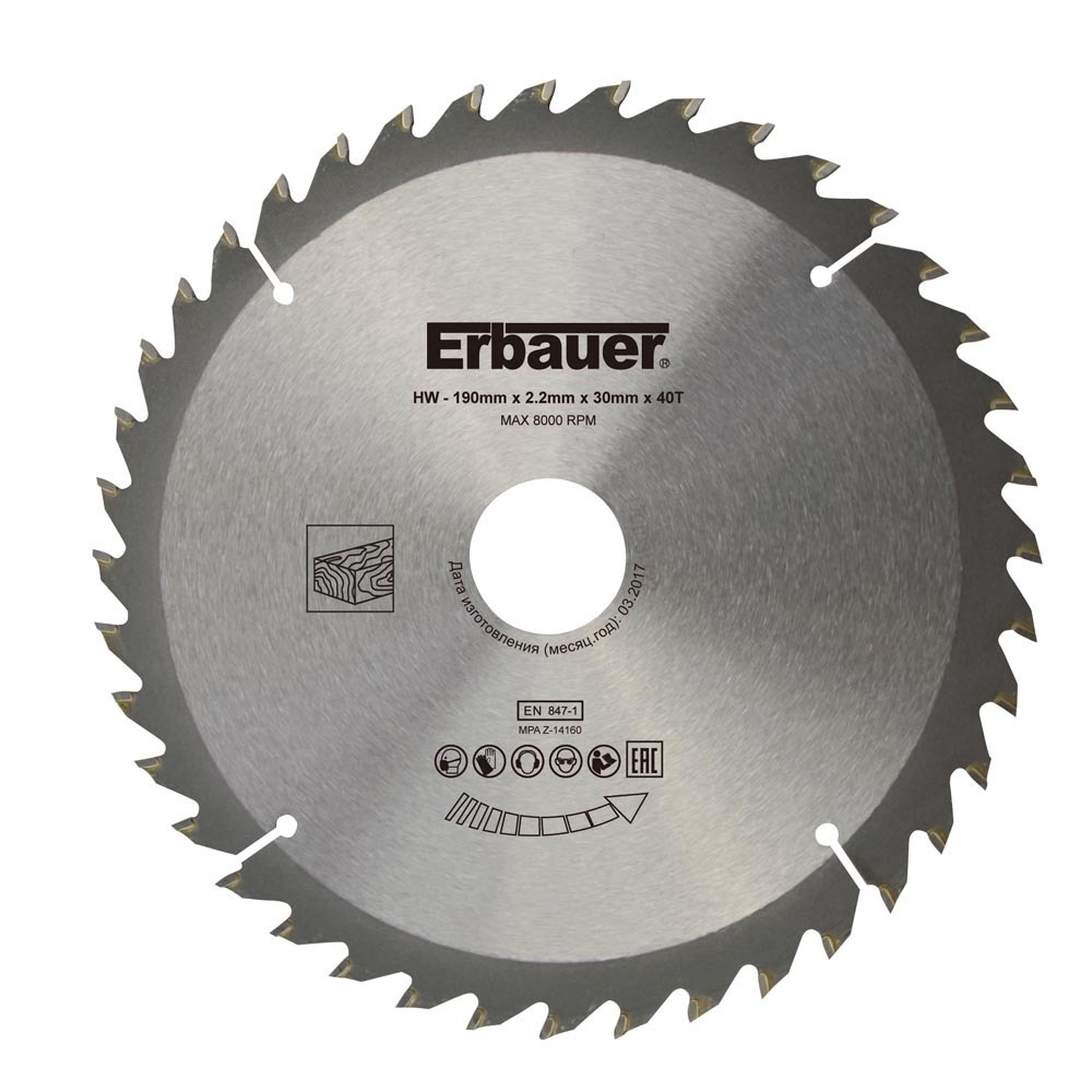 Hoja circular ø 190 mm corte medio erbauer