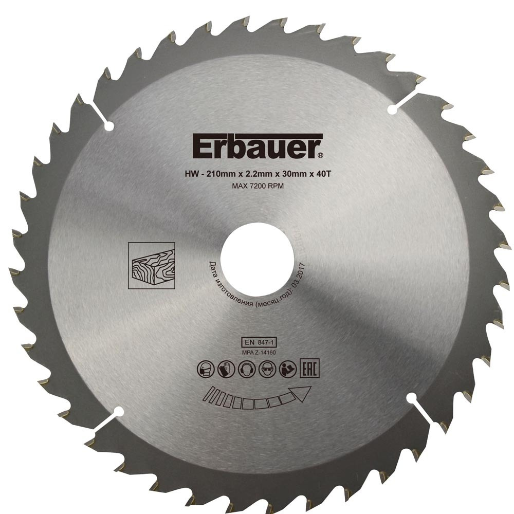 Hoja circular ø 210 mm corte medio erbauer