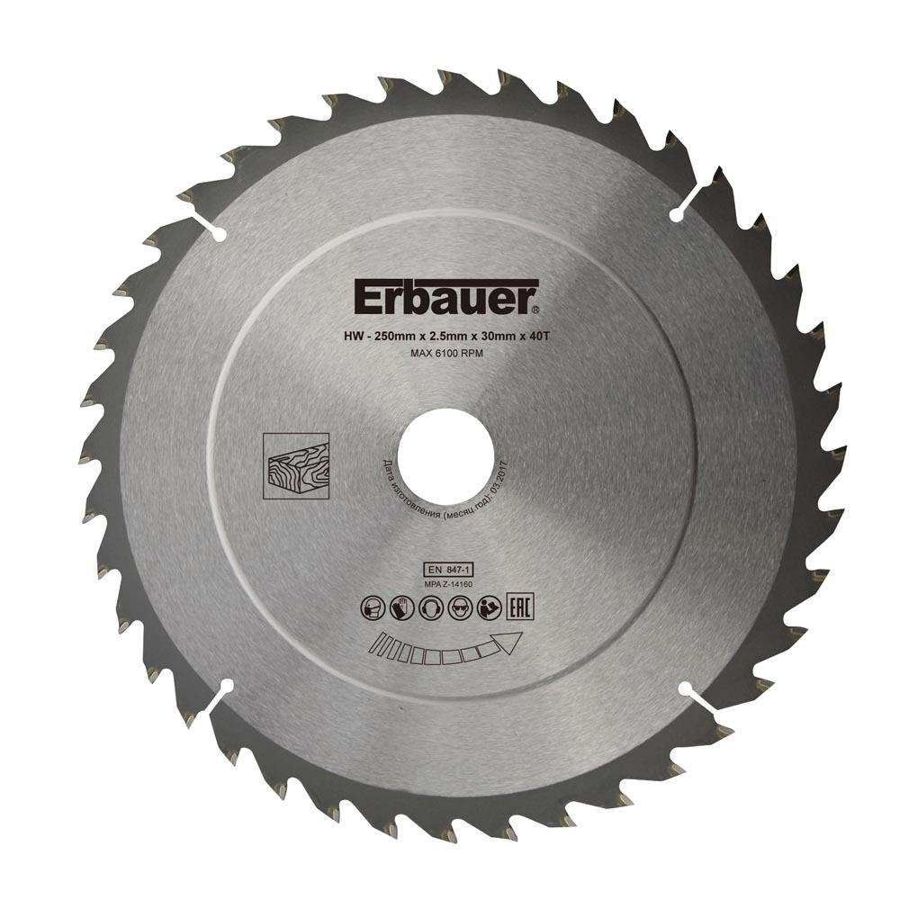Hoja circular ø 250 mm corte medio erbauer