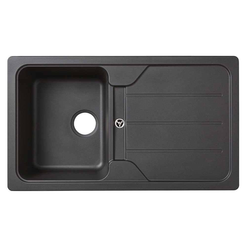 Fregadero cuarzo Arber negro 1 seno + escurridor 86x60cm