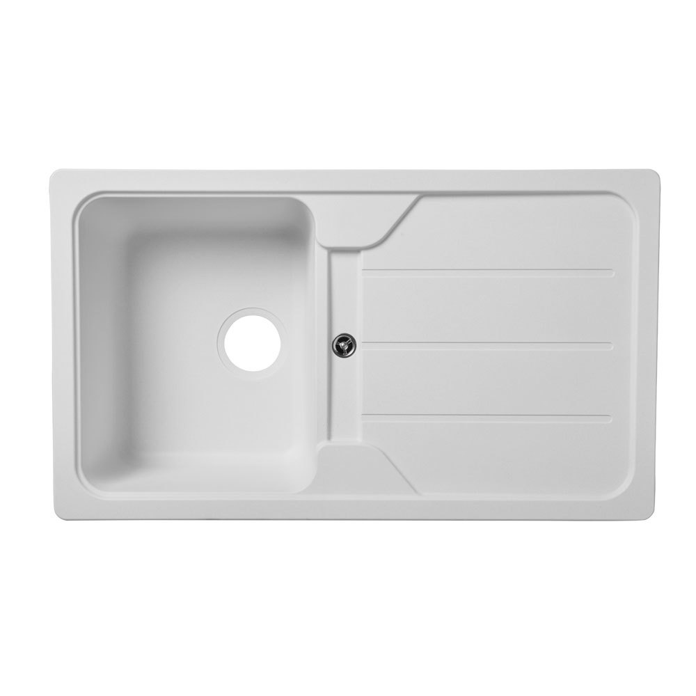 Fregadero cuarzo Arber blanco 1 seno + escurridor 86x50cm