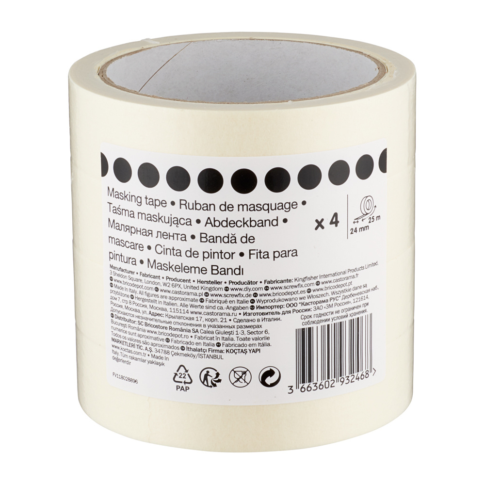 Pack 4 cintas de pintor 24 mm x 25 m