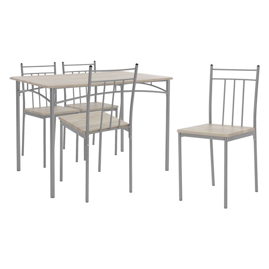 Juego de comedor de 5 piezas grupo de mesa y 4 sillas de madera roble claro