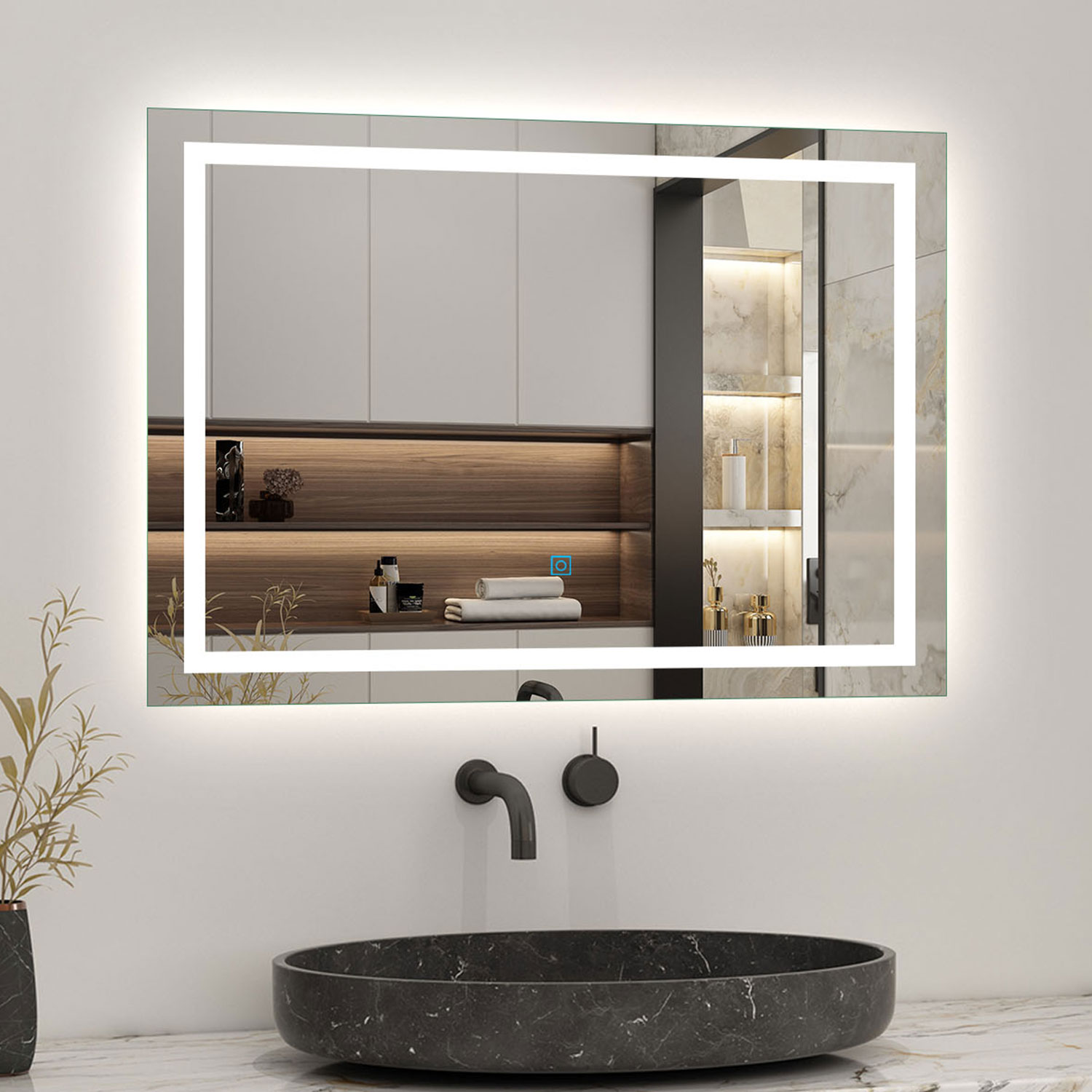 Aica espejo de baño LED 80 x 60 cm, antivaho, brillo regulable