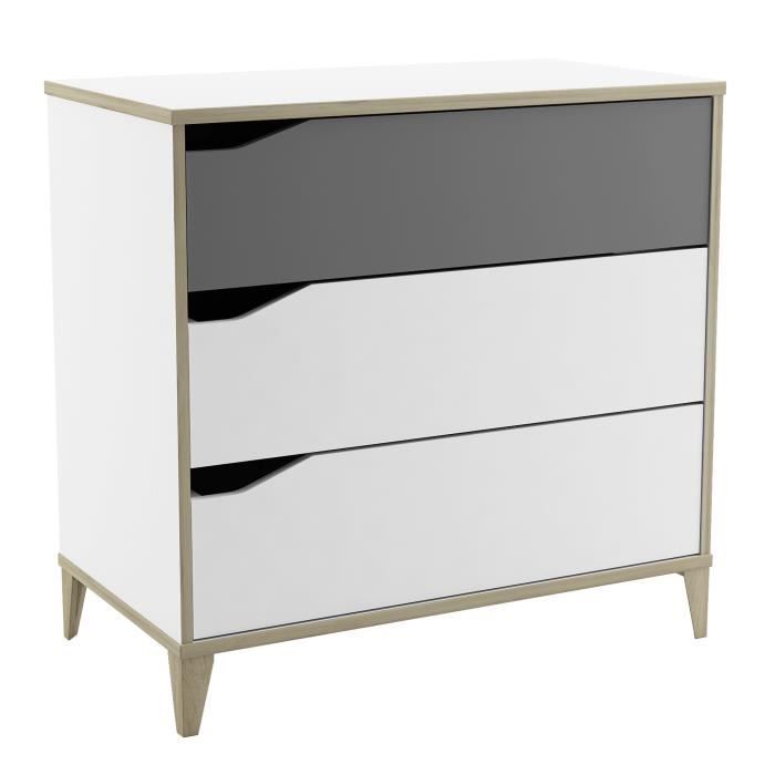 Demeyere cómoda blanca y gris con 3 cajones contemporánea
