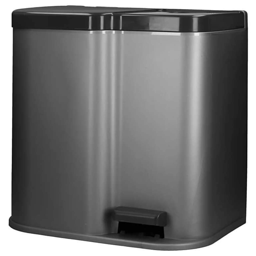 Curver papelera doble pedal deco gris claro cubos interiores 6l y 15l
