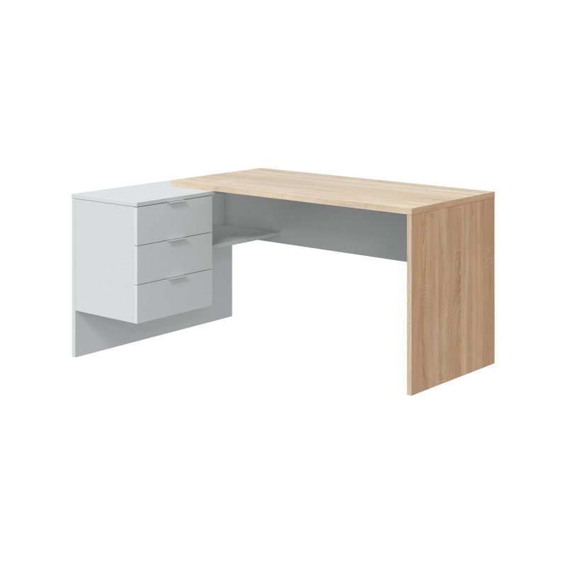 Mesa de escritorio con 2 cajones 145x102 cm office buc blanco - roble