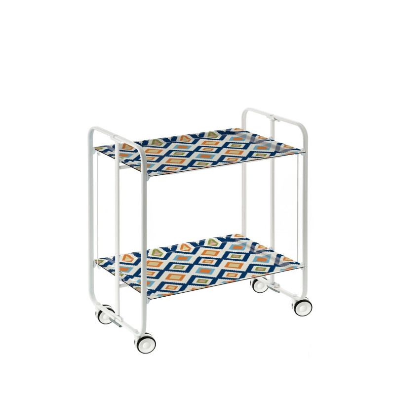 Carrito auxiliar con ruedas bauhaus armazón metálico blanco, 2 bandejas
