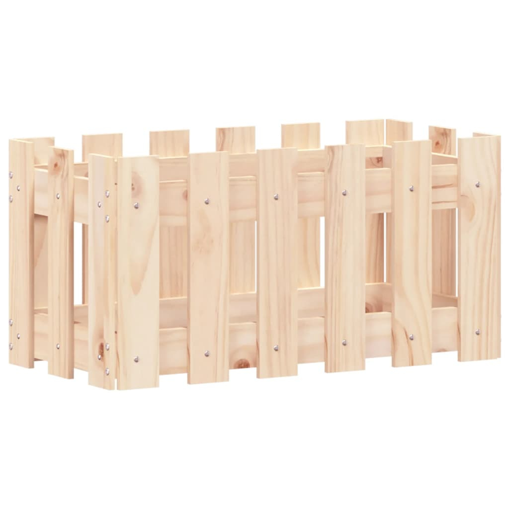 vidaXL jardinera con diseño de valla madera maciza de pino 60x30x30 cm