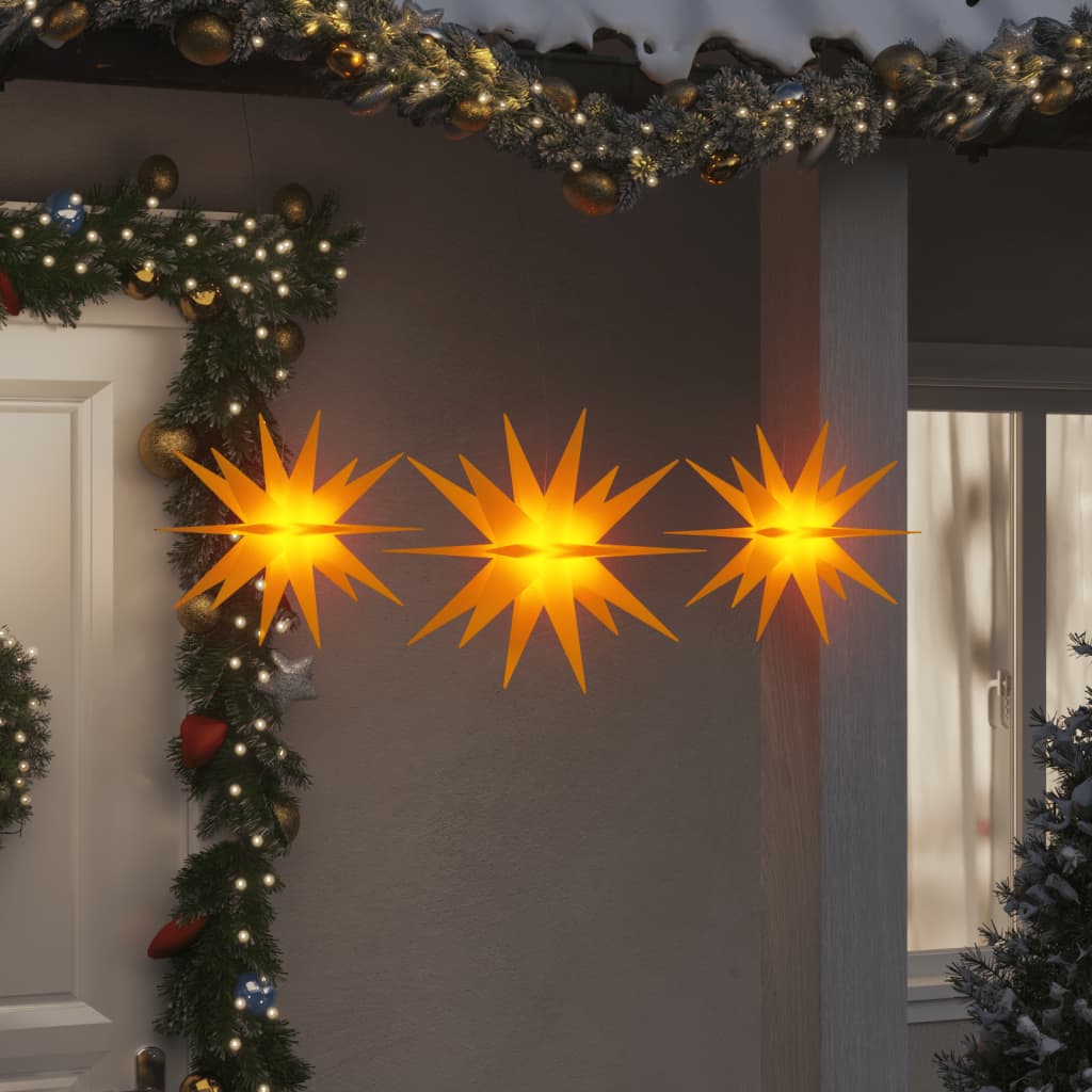 Lámparas de navidad LED plegables 3 unidades amarillo es7860