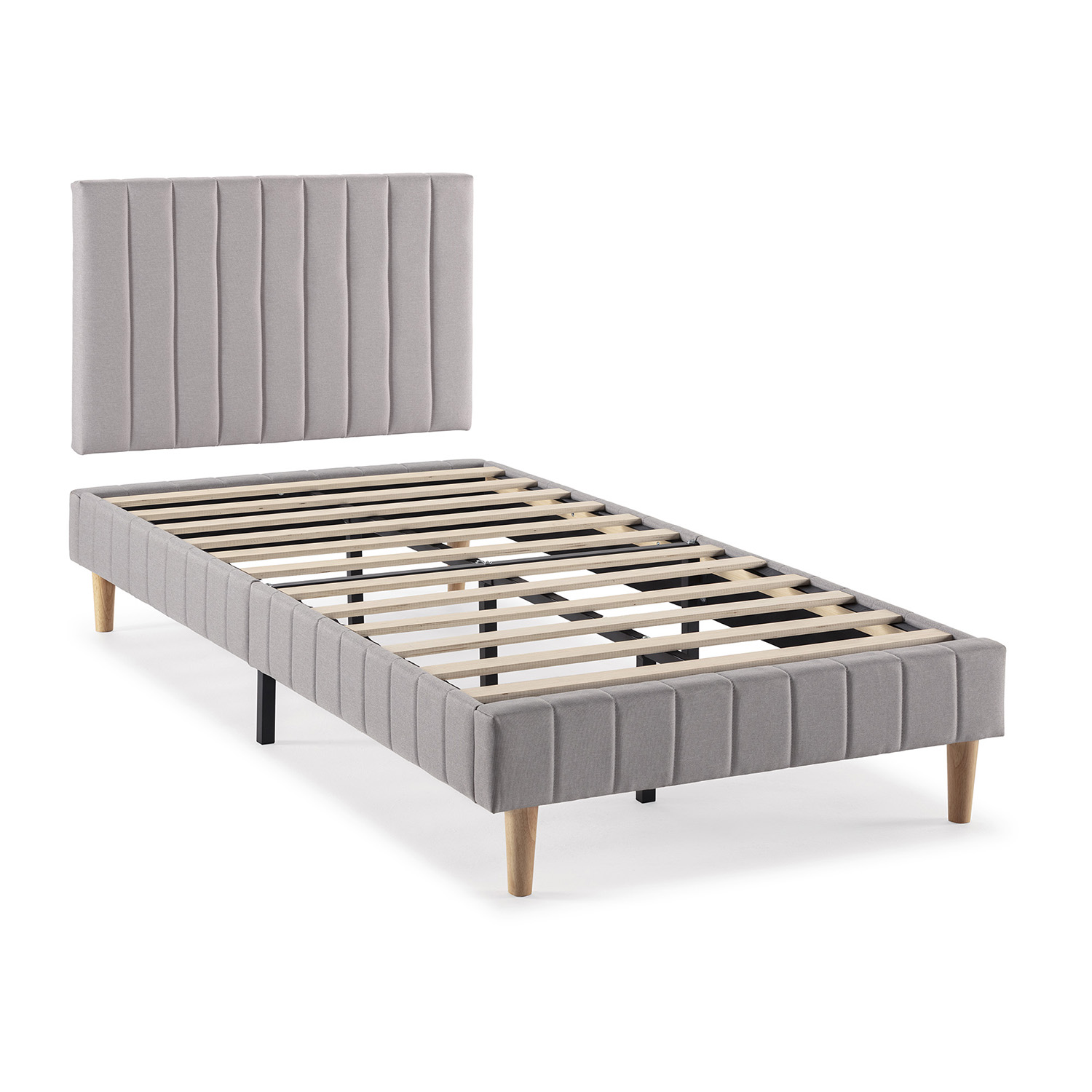 Base tapizada + cabecero eris 90x190 cm gris claro