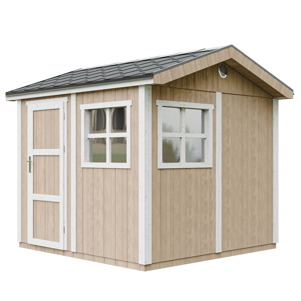 Caseta de jardín Timbela m913-terra brown, 5,9 m², premium, con suelo