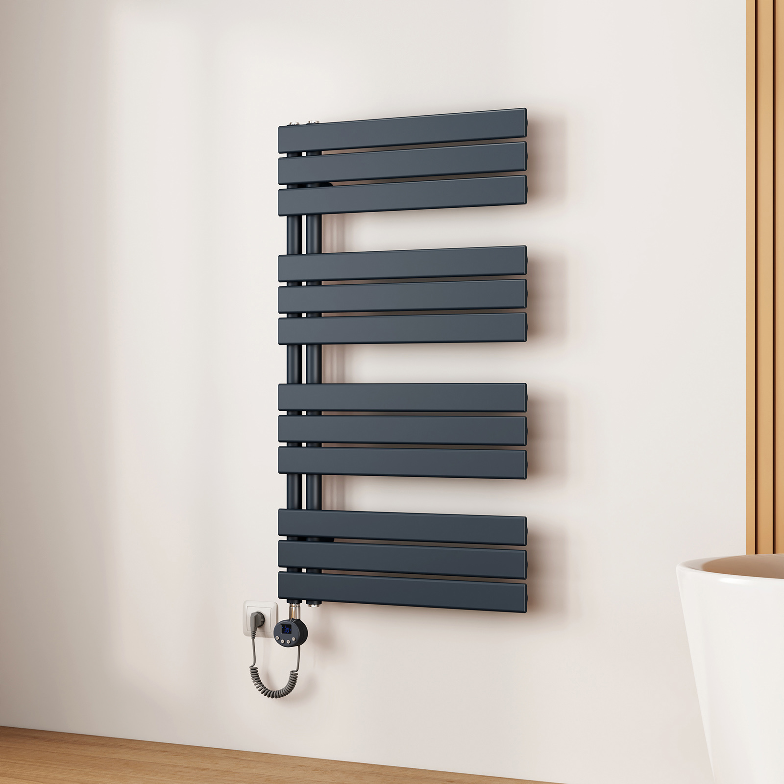 Emke toallero eléctrico 1041x600 mm gris antracita 600w Wi-Fi ipx4