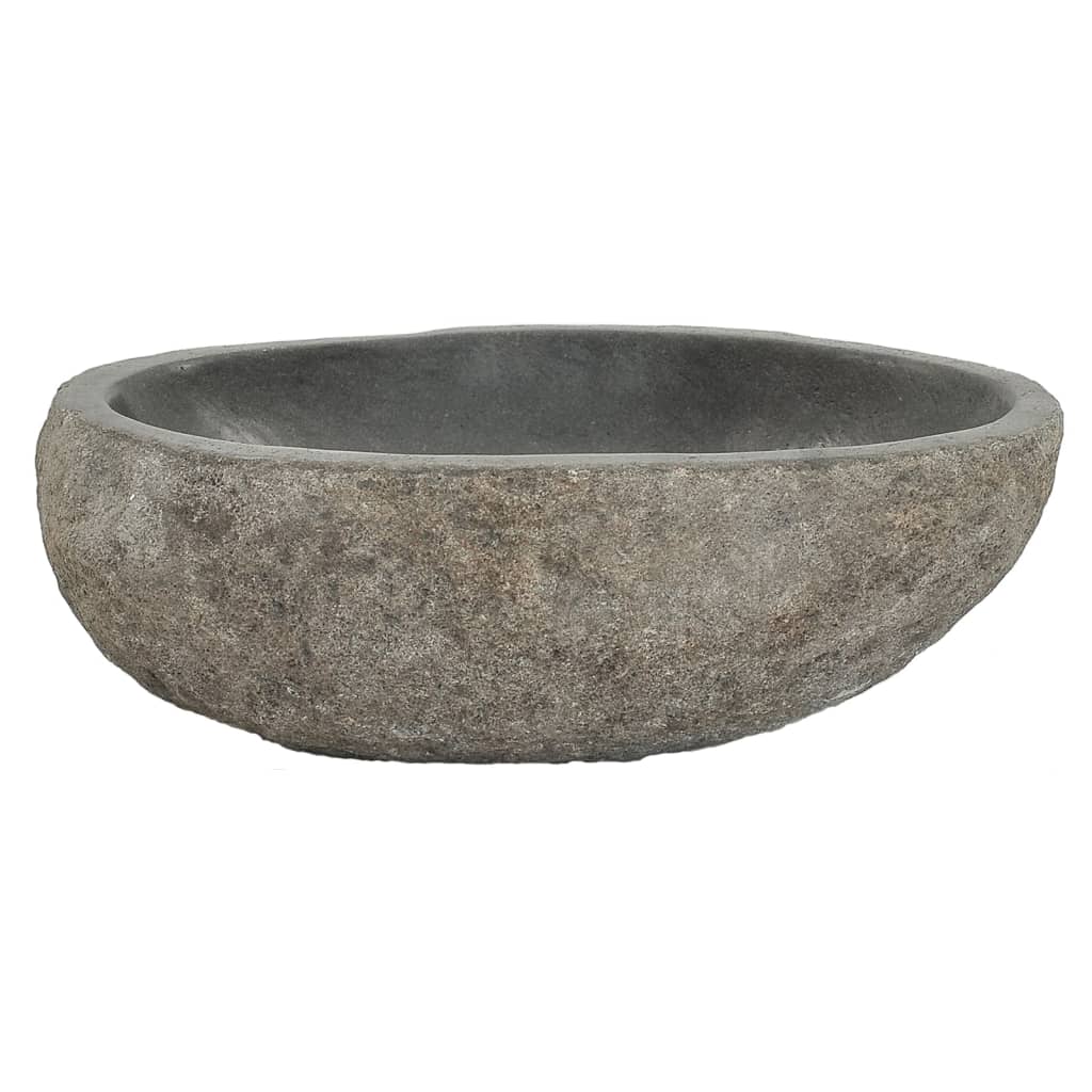 vidaXL lavabo ovalado piedra de río (29-38)x(24-31) cm