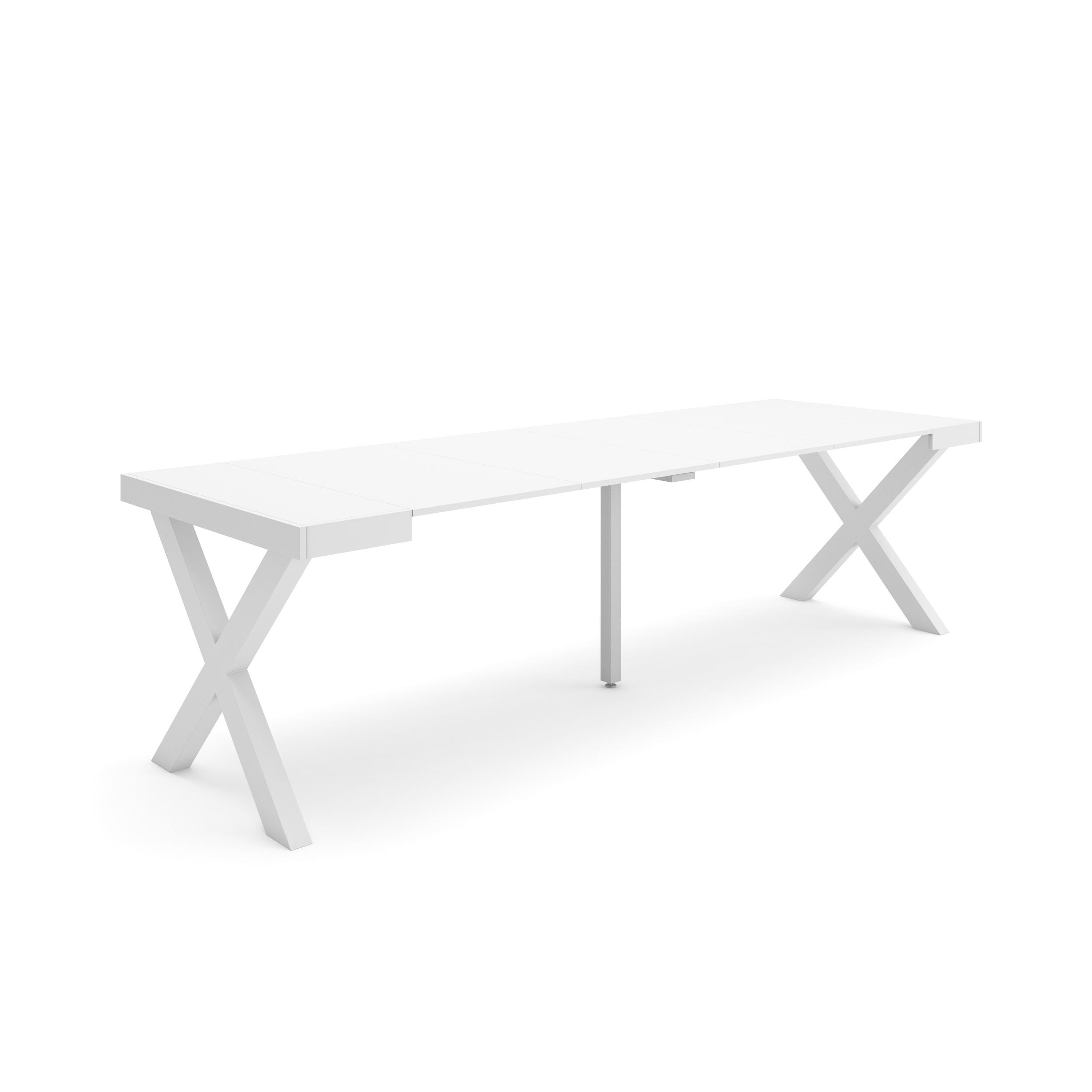 Mesa consola extensible, 58/262x90x73cm, blanco, patas madera maciza rf2816