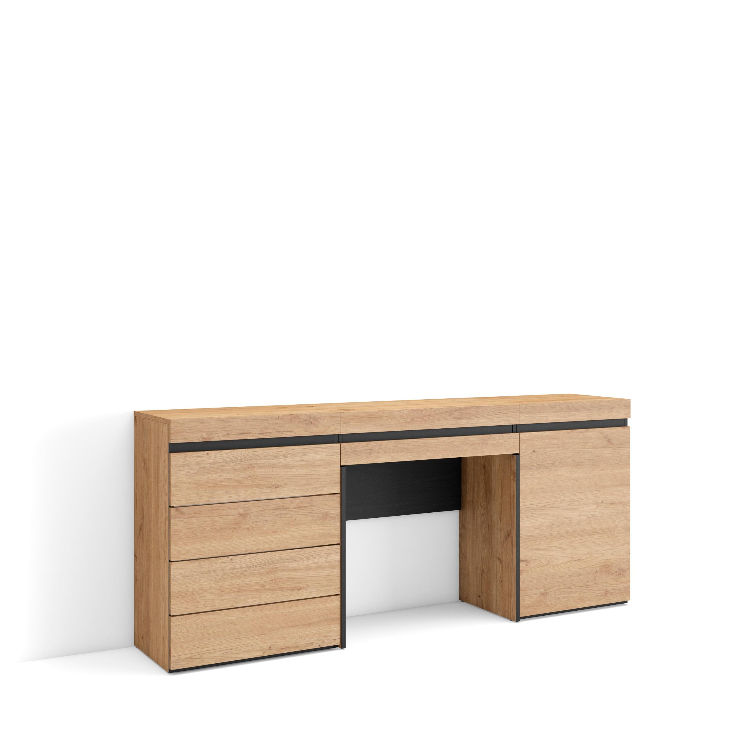 Tocador, 177x35x75cm, roble, cómoda, cajonera rf3478