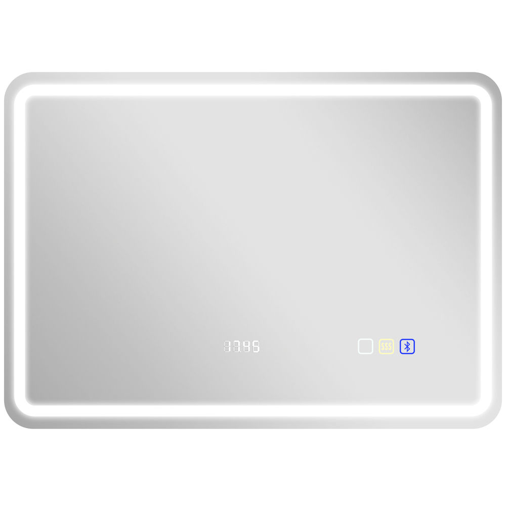 Espejo de baño 70x3.5x50 cm vidrio templado color gris Homcom, hogar - baño