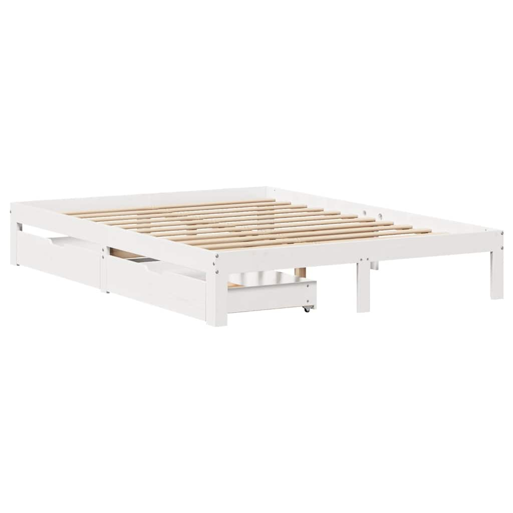 vidaXL estructura de cama con cajones madera de pino blanca 150x200cm