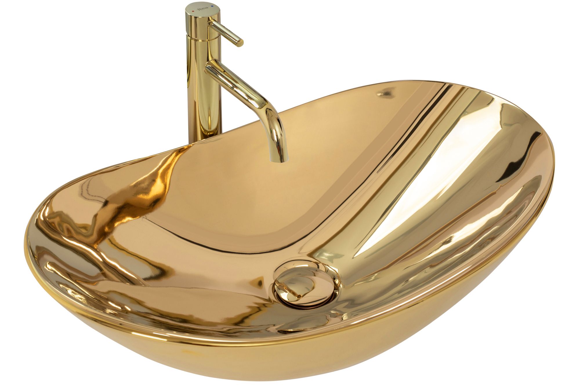 Rea lavabo sobre encimera royal gold oval, 62x36x16 cm