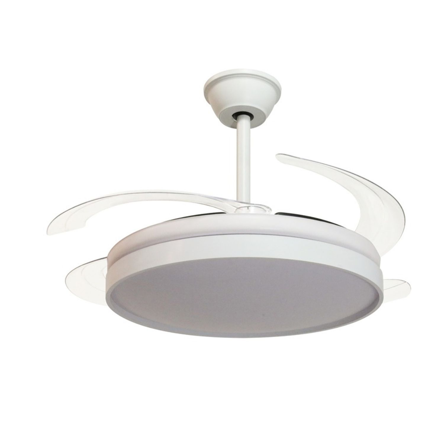 Ventilador de techo con luz zenith blanco, 3 aspas retráctiles