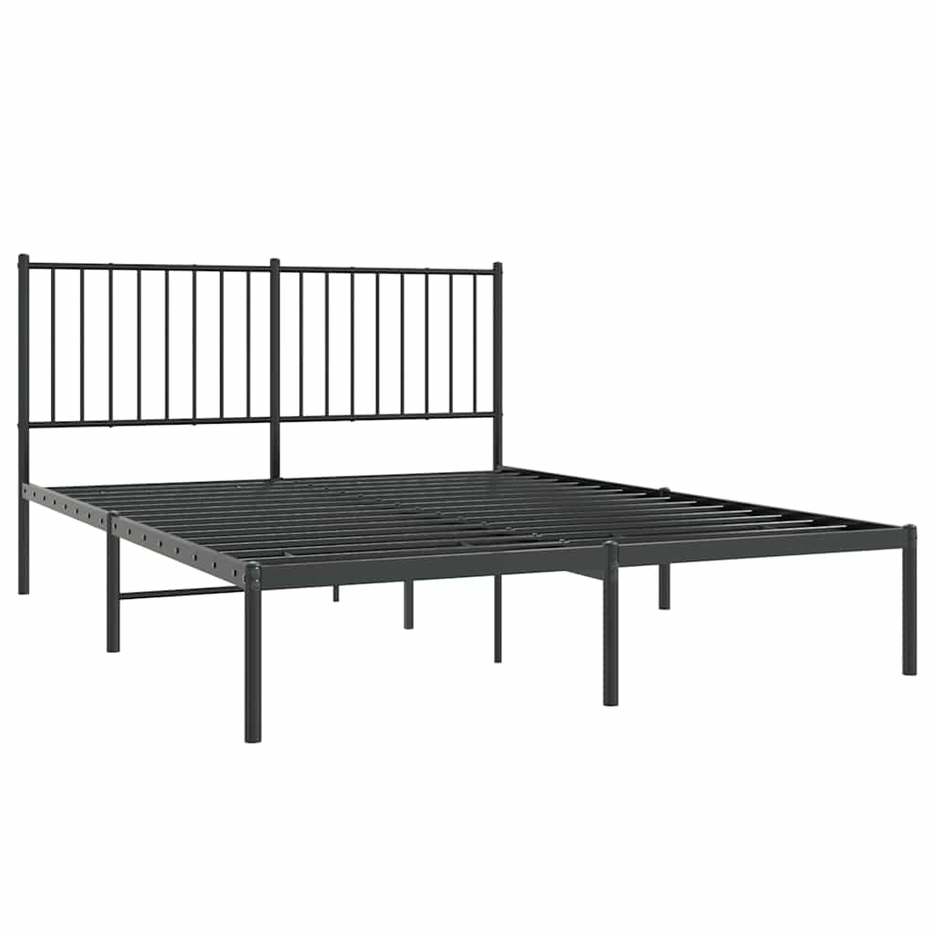 vidaXL estructura cama sin colchón con cabecero metal negro 135x190 cm