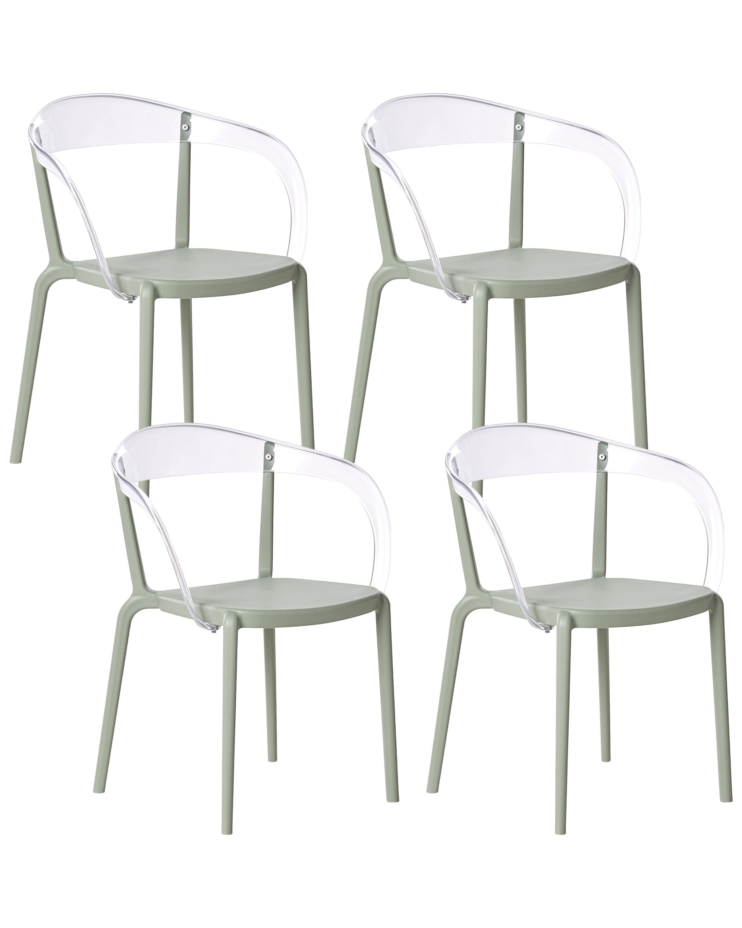 Conjunto de 4 sillas de jardín malevizi apilable verde claro