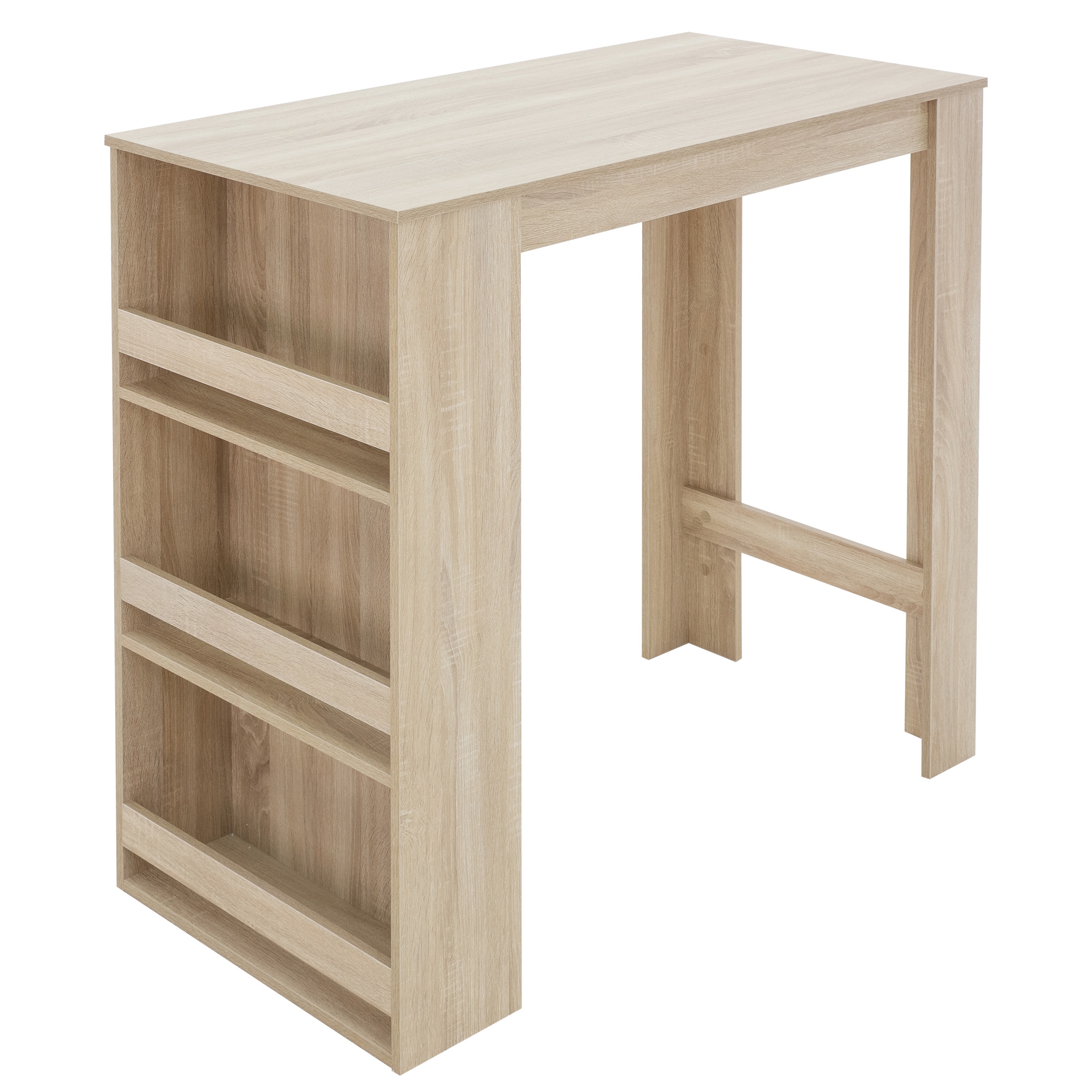 Mesa de bar con estantes de 3 niveles 117x106x57 cm