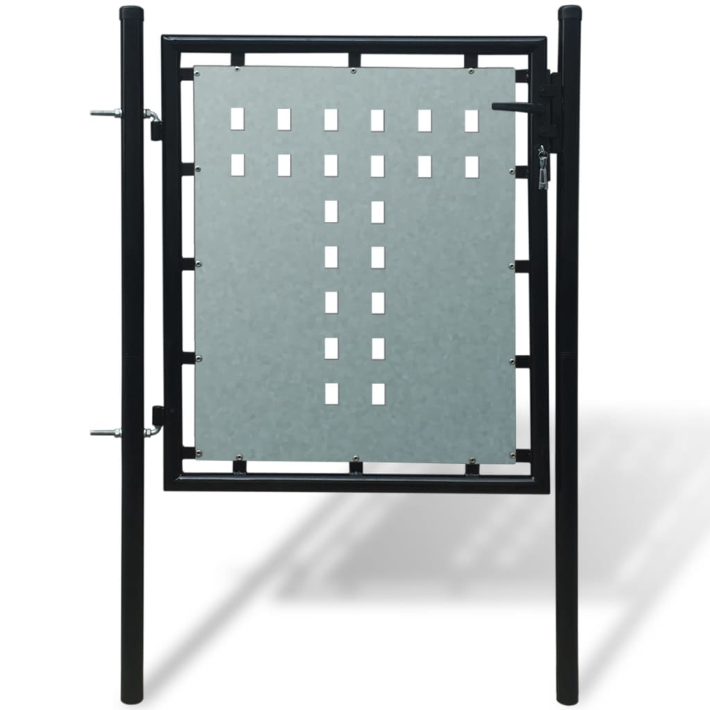 vidaXL puerta de valla individual negra de 100 x 75 cm