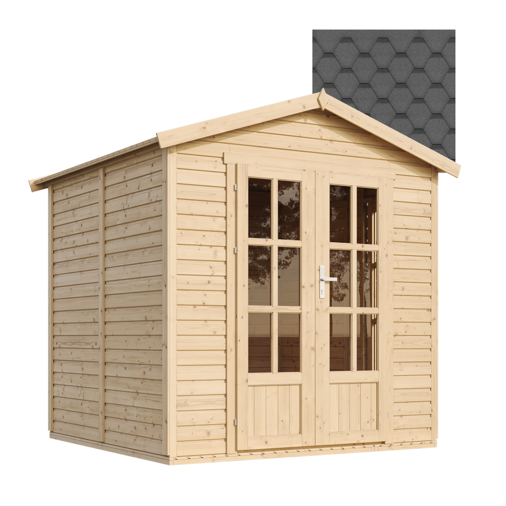 Caseta de jardín de madera Timbela m351fb+h351fbblack, tejas bituminosas