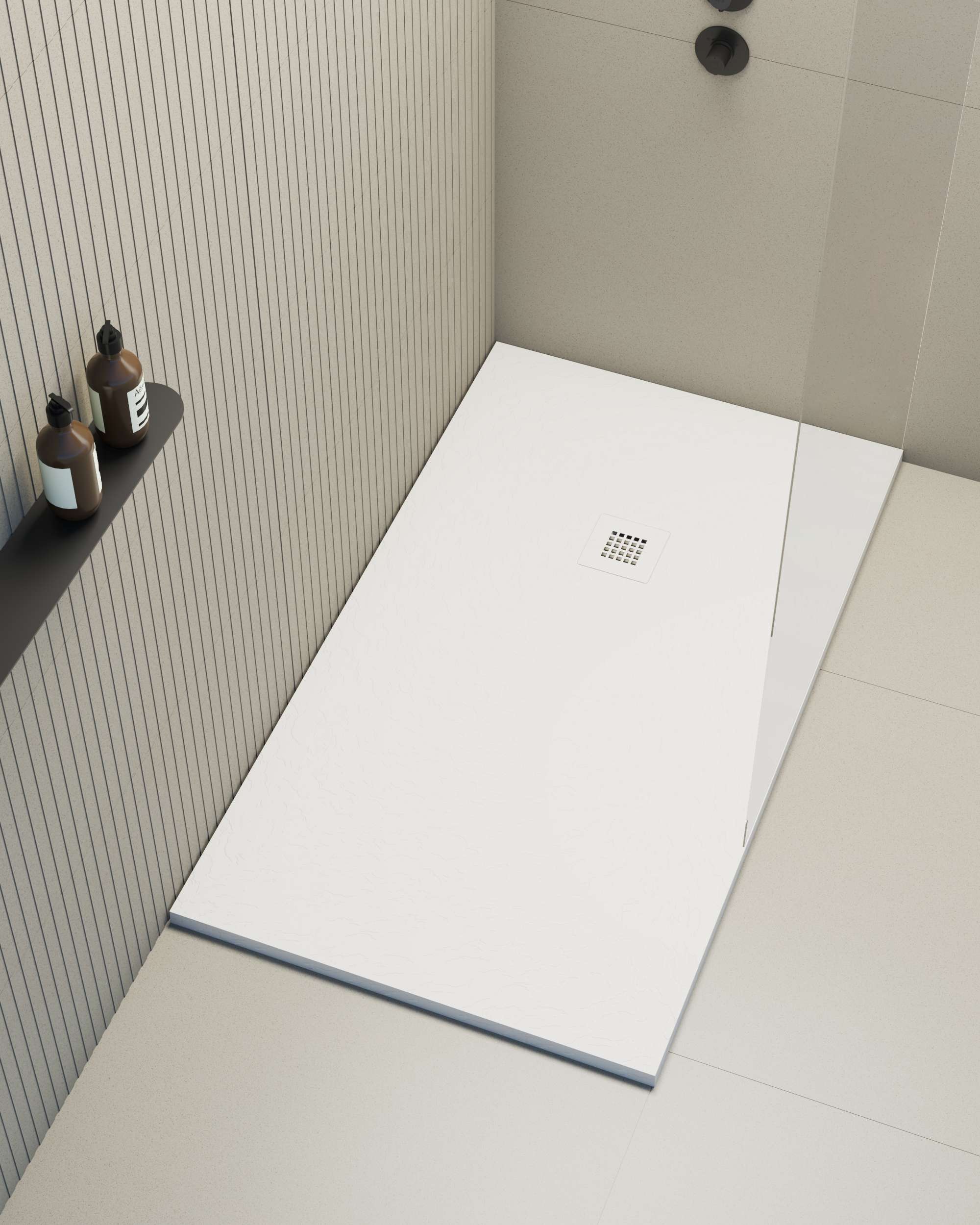 Plato de ducha poaLGi - 75x150 cm - blanco - extraplano, antideslizante