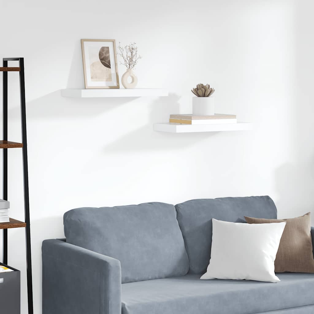 Estantes flotantes de pared 2 uds mdf blanco 50x23x3,8 cm