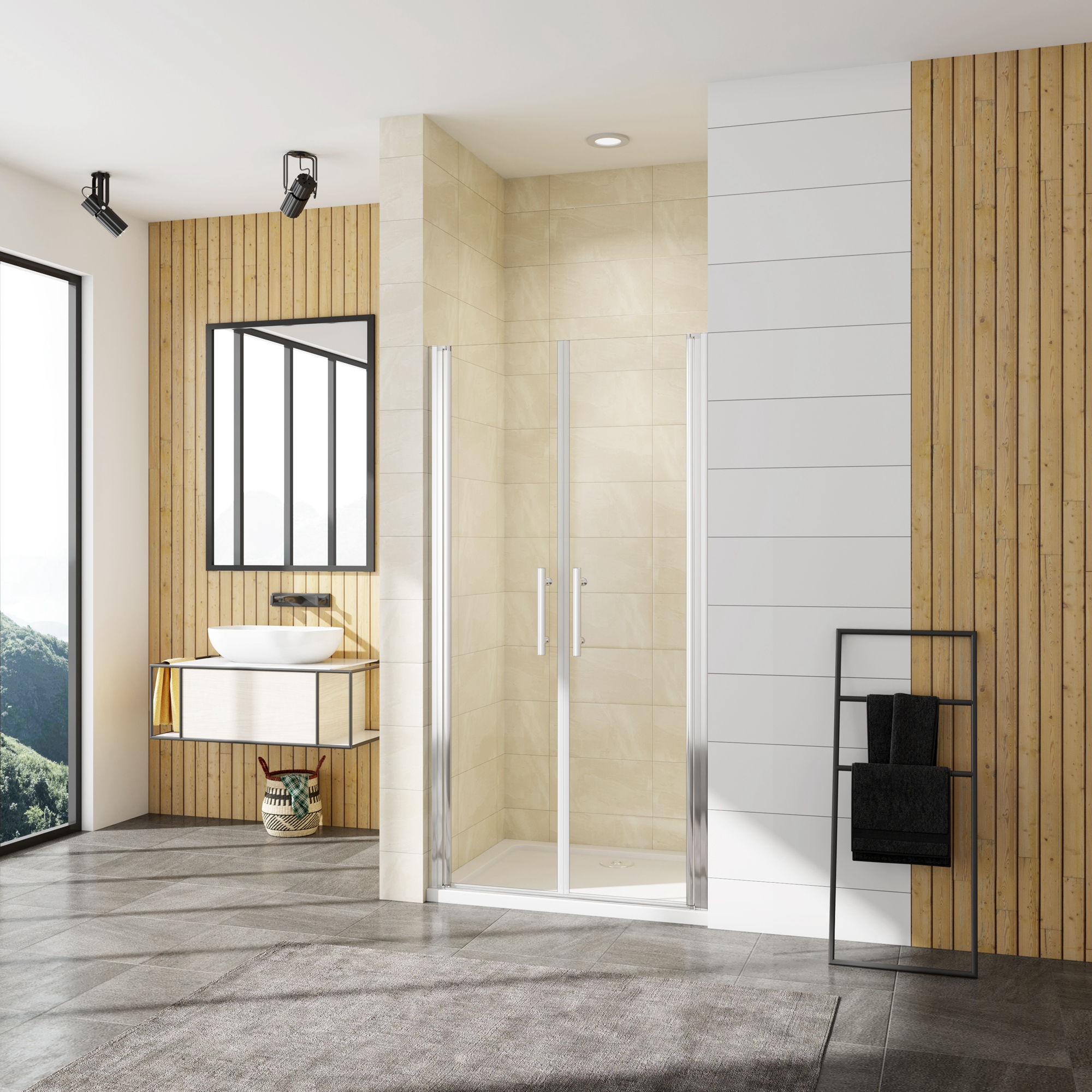 Mampara de ducha frontal abatible,cromado,6mm antical,(660-700)x1950mm